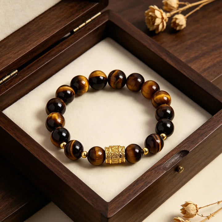 Buddha Stones Pulsera de cuentas de coraje de obsidiana negra ojo de tigre - image 3