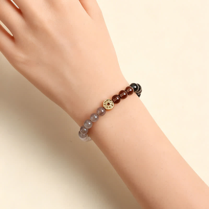 Buddha Stones Pulsera de la felicidad con monedas de cobre y piedra natural ojo de tigre y carácter Fu - image 11