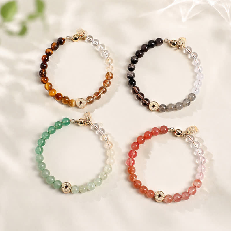 Buddha Stones Pulsera de la felicidad con monedas de cobre y piedra natural ojo de tigre y carácter Fu - image 30