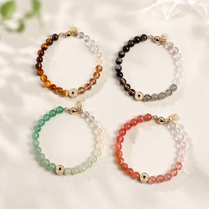 Buddha Stones Pulsera de la felicidad con monedas de cobre y piedra natural ojo de tigre y carácter Fu - image 30