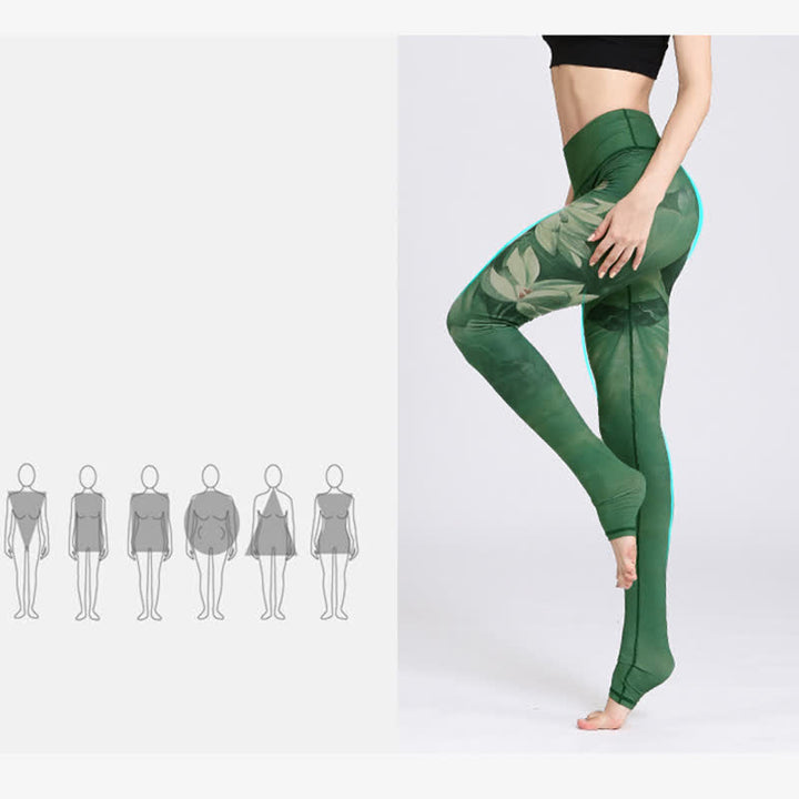 Pantalones deportivos con estampado de flores de loto y Buddha Stones, leggings de yoga para mujer. - image 7
