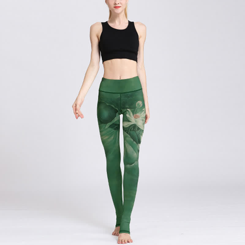 Pantalones de diseño con estampado de flores de loto y Buddha Stones, mallas deportivas para Yoga y Fitness, pantalones de Yoga para mujer - image 5
