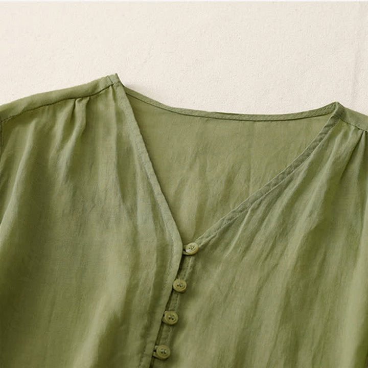 Camisa de mujer con botones y bordado de Buddha Stones - image 1