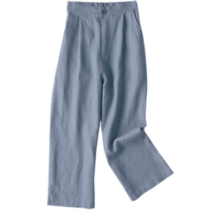 Pantalones de mujer Buddha Stones Commute de color liso, largo 7-8, pierna ancha con bolsillos. - Azul acero claro - US12, UK/AU16, EU44 (3XL) - image 19