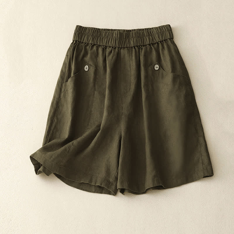 Pantalones cortos casuales de verano para mujer con botones y bolsillos , Buddha Stones . - Vara de oro oscura - US8-10，UK/AU12-14，EU40-42 (2XL) - image 14
