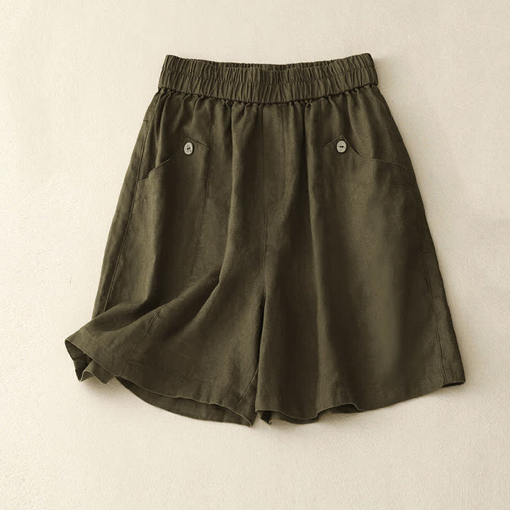 Pantalones cortos casuales de verano para mujer con botones y bolsillos , Buddha Stones . - Vara de oro oscura - US8-10，UK/AU12-14，EU40-42 (2XL) - image 14