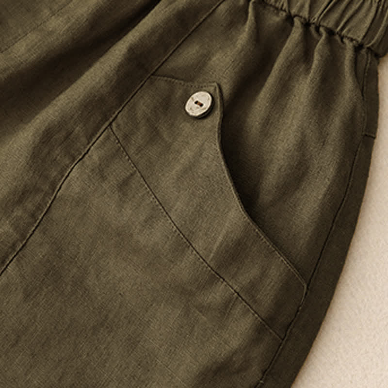 Pantalones cortos casuales de verano para mujer con botones y bolsillos , Buddha Stones . - image 17