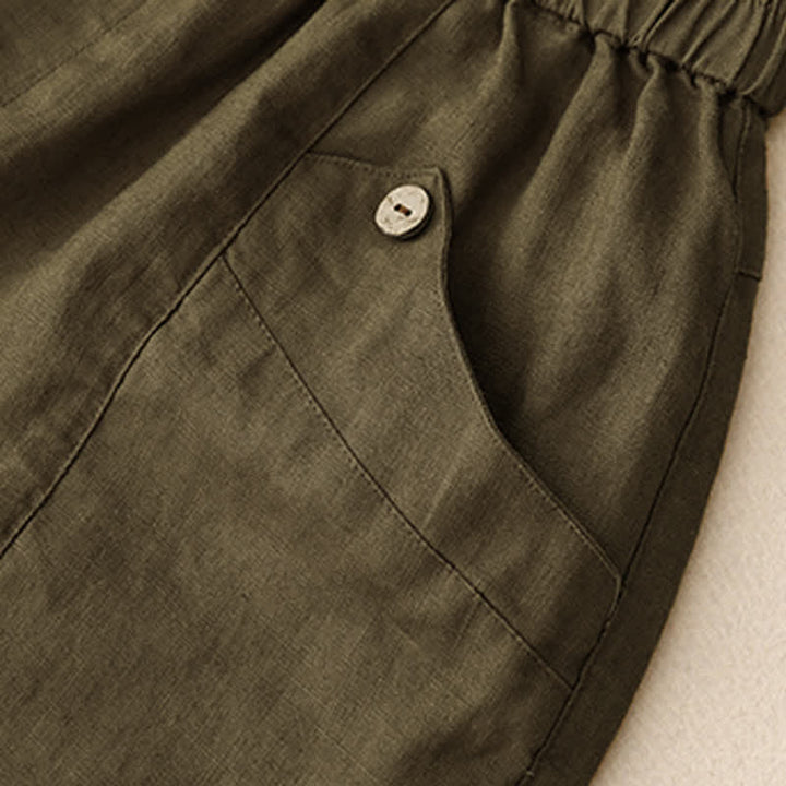Pantalones cortos casuales de verano para mujer con botones y bolsillos , Buddha Stones . - image 17