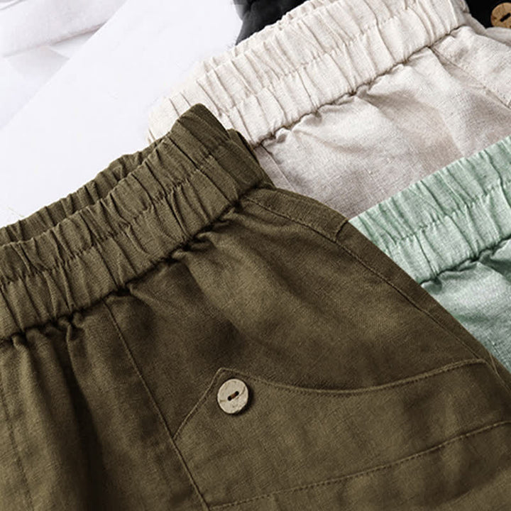 Pantalones cortos casuales de verano para mujer con botones y bolsillos , Buddha Stones . - image 27