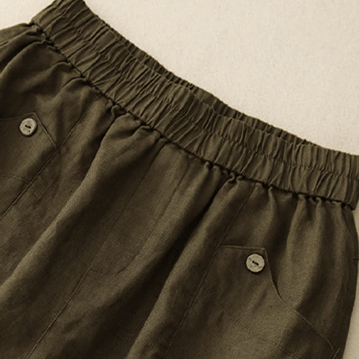 Pantalones cortos casuales de verano para mujer con botones y bolsillos , Buddha Stones . - image 15