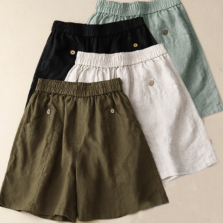 Pantalones cortos casuales de verano para mujer con botones y bolsillos , Buddha Stones . - image 26