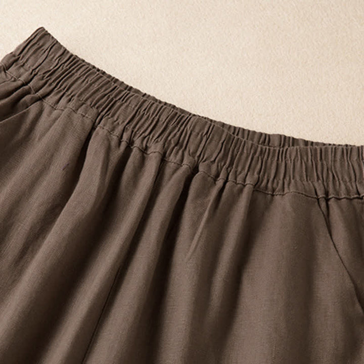 Pantalones anchos de mujer con bolsillos, de color liso y estampado de Buddha Stones. - image 15