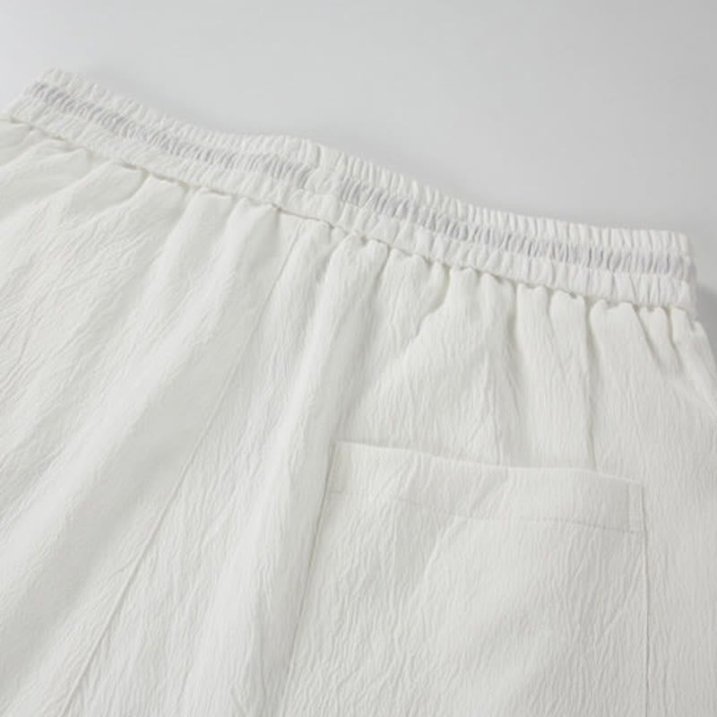 Buddha Stones Pantalones cortos de verano informales estilo Tang con bordado de grulla y nubes auspiciosas para hombre, con bolsillos. - image 11