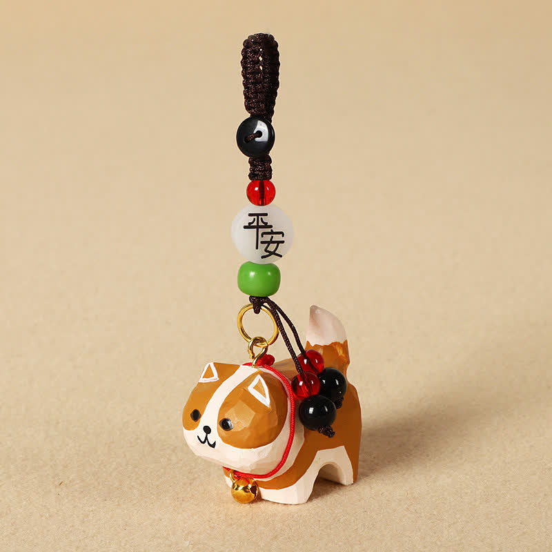 Buddha Stones Llaveros de madera tallada con forma de perro, Om Mani Padme Hum Paz - Akita Inu pacífico - image 11
