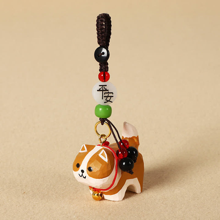 Buddha Stones Llaveros de madera tallada con forma de perro, Om Mani Padme Hum Paz - Akita Inu pacífico - image 11