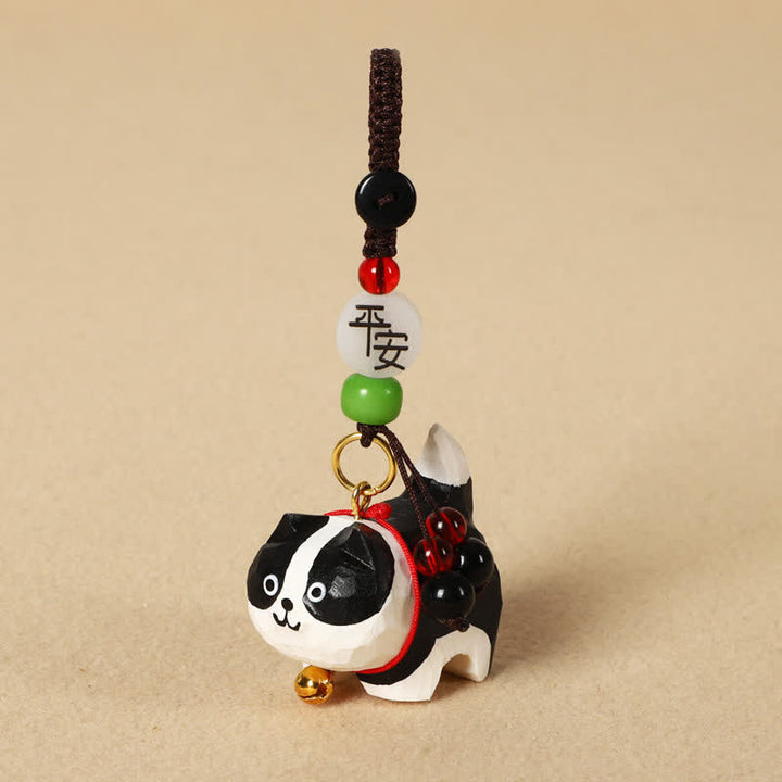 Buddha Stones Llaveros de madera tallada con forma de perro, Om Mani Padme Hum Paz - Border Collie pacífico - image 14