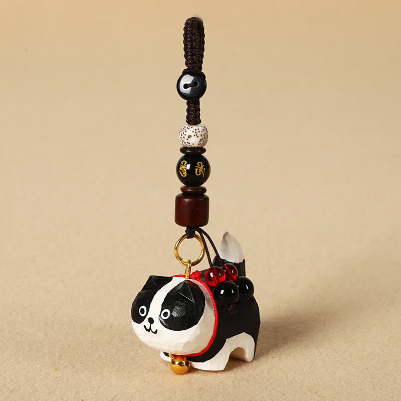 Buddha Stones Llaveros de madera tallada con forma de perro, Om Mani Padme Hum Paz - Om Mani Padme Hum Border Collie - image 12