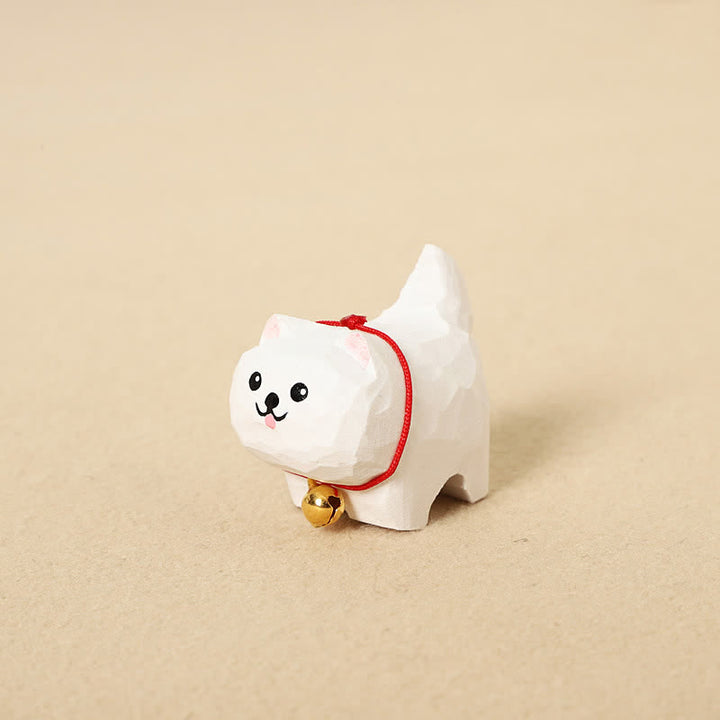 Buddha Stones Llavero de perro adorable tallado a mano en madera natural. Decoración de animales adorables. - Samoyedo - image 3