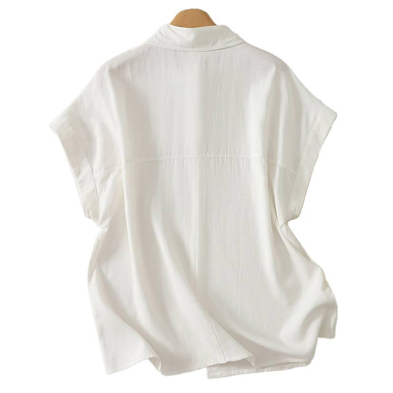 Buddha Stones Camisas de manga corta lisas con botones, estilo casual de verano para mujer. - image 5
