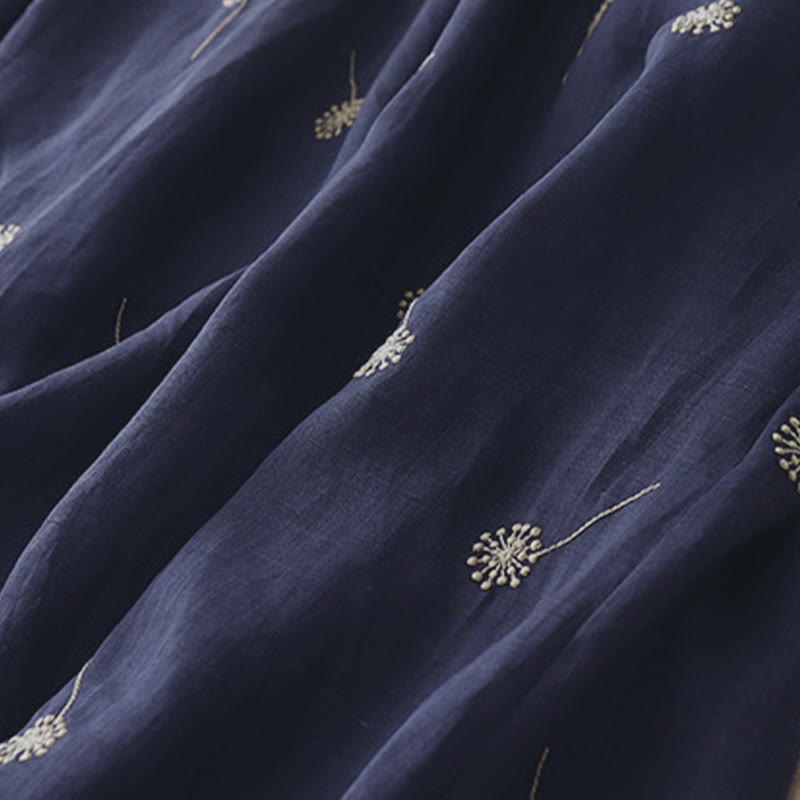 Vestido midi sin mangas de algodón con estampado de Buddha Stones en azul medianoche, diseño con cordones y bolsillos. - image 8