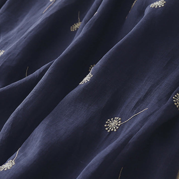 Vestido midi sin mangas de algodón con estampado de Buddha Stones en azul medianoche, diseño con cordones y bolsillos. - image 8
