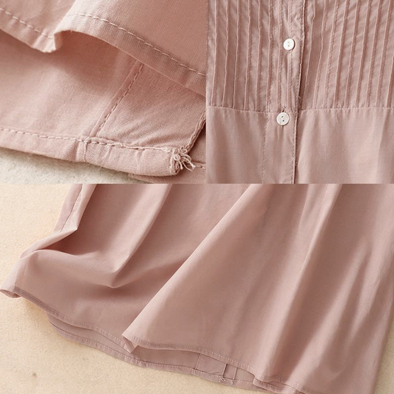 Camisa de manga corta para mujer con diseño plisado y volantes, color liso, estampado de Buddha Stones, ideal para el verano. - image 5