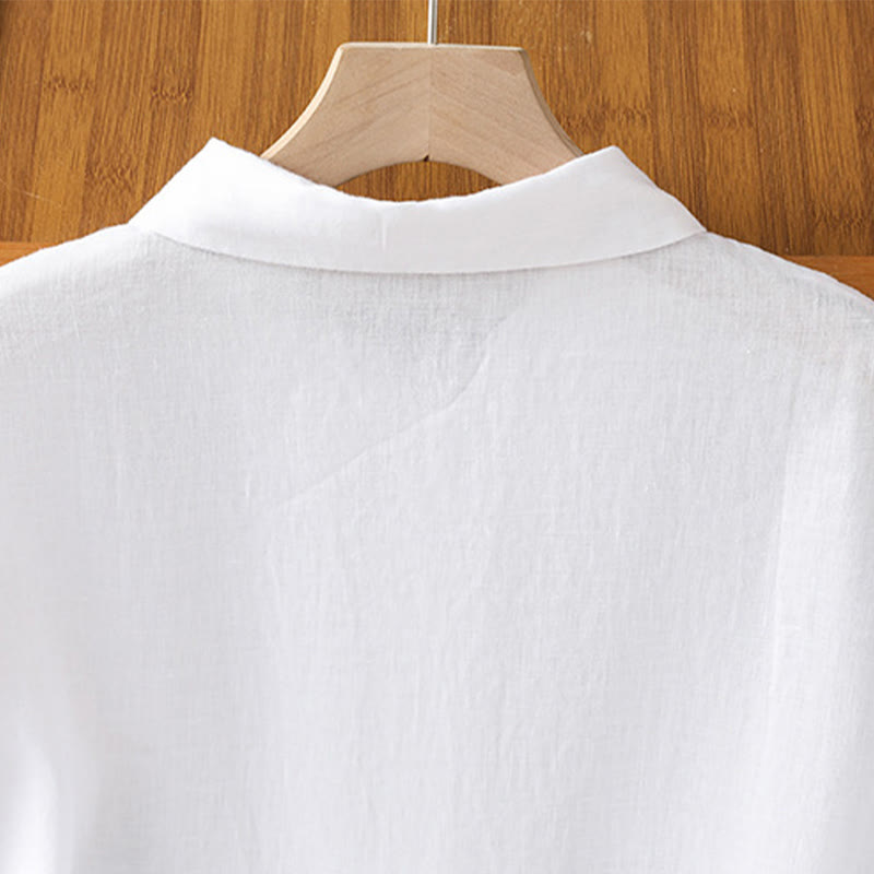 Camisa de mujer de manga corta con botones y estampado de Buddha Stones, color liso, ideal para el verano. - image 11