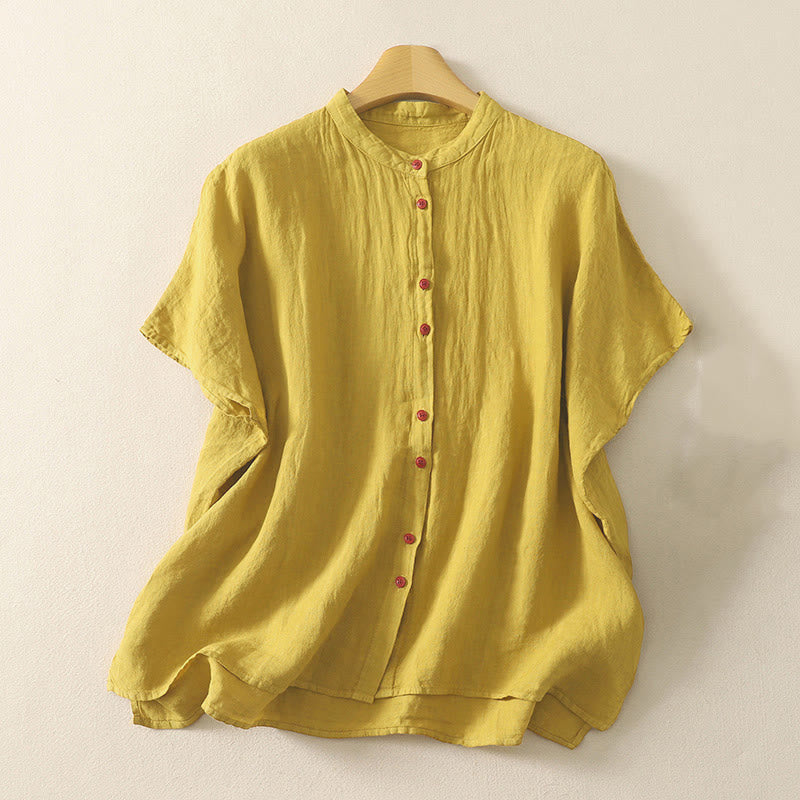 Camisa de mujer de manga corta con botones rojos lisos y estampado de Buddha Stones para verano. - vara de oro - US14，UK/AU18，EU46 (2XL) - image 14