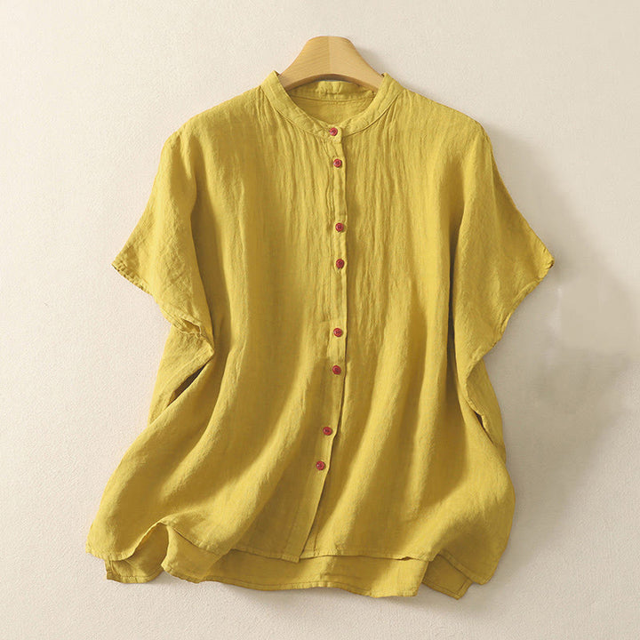 Camisa de mujer de manga corta con botones rojos lisos y estampado de Buddha Stones para verano. - vara de oro - US14，UK/AU18，EU46 (2XL) - image 14