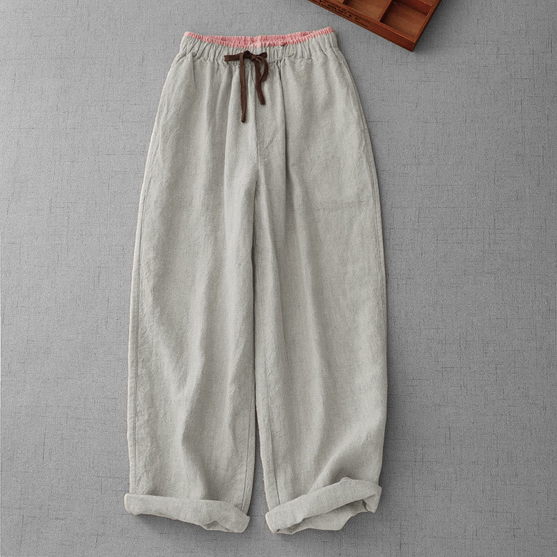 Pantalones casuales de mujer con cordón ajustable y diseño sencillo, estampado de Buddha Stones , para uso diario, con bolsillos. - Beige - US8-10，UK/AU12-14，EU40-42 (2XL) - image 0
