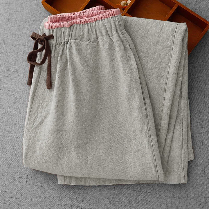 Pantalones casuales de mujer con cordón ajustable y diseño sencillo, estampado de Buddha Stones , para uso diario, con bolsillos. - image 3