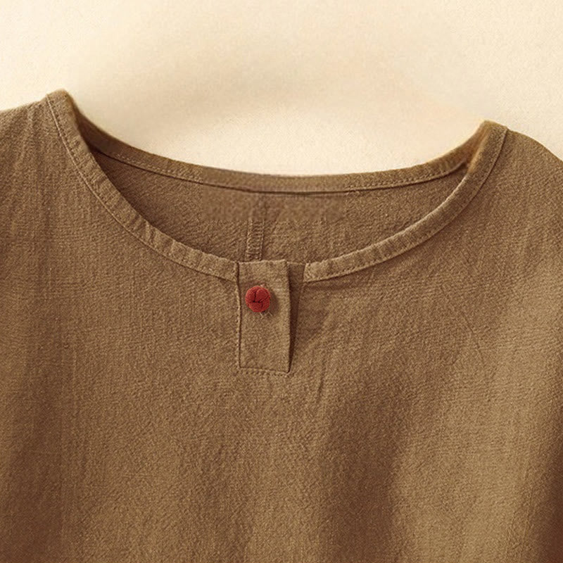 Camiseta informal de manga corta con cuello redondo y diseño holgado para mujer con estampado de Buddha Stones. - image 14