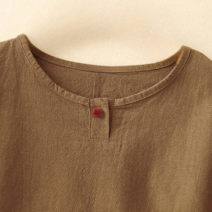Camiseta informal de manga corta con cuello redondo y diseño holgado para mujer con estampado de Buddha Stones. - image 14