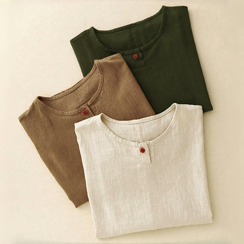 Camiseta informal de manga corta con cuello redondo y diseño holgado para mujer con estampado de Buddha Stones. - image 19
