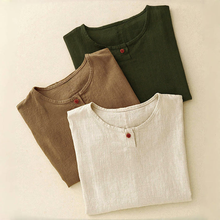 Camiseta informal de manga corta con cuello redondo y diseño holgado para mujer con estampado de Buddha Stones. - image 19