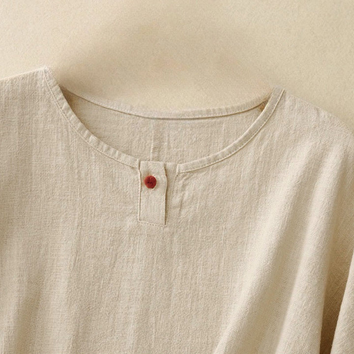 Camiseta informal de manga corta con cuello redondo y diseño holgado para mujer con estampado de Buddha Stones. - image 2