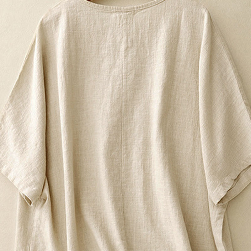 Camiseta informal de manga corta con cuello redondo y diseño holgado para mujer con estampado de Buddha Stones. - image 3