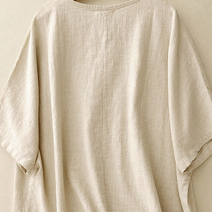 Camiseta informal de manga corta con cuello redondo y diseño holgado para mujer con estampado de Buddha Stones. - image 3