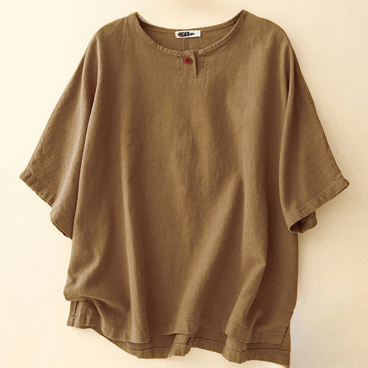 Camiseta informal de manga corta con cuello redondo y diseño holgado para mujer con estampado de Buddha Stones. - Vara de oro oscura - US12, UK/AU16, EU44 (2XL) - image 13