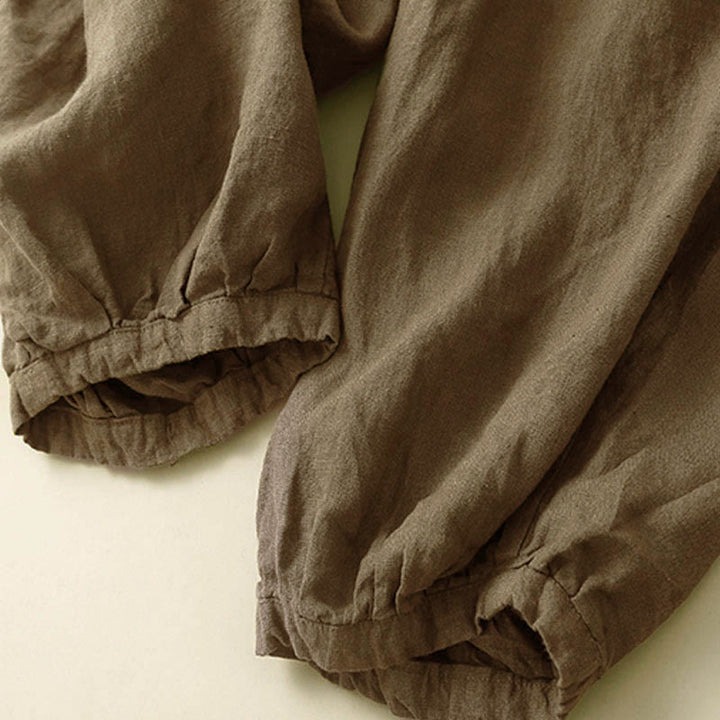 Pantalones capri tipo harem lisos con bolsillos para mujer de Buddha Stones Commute - image 2