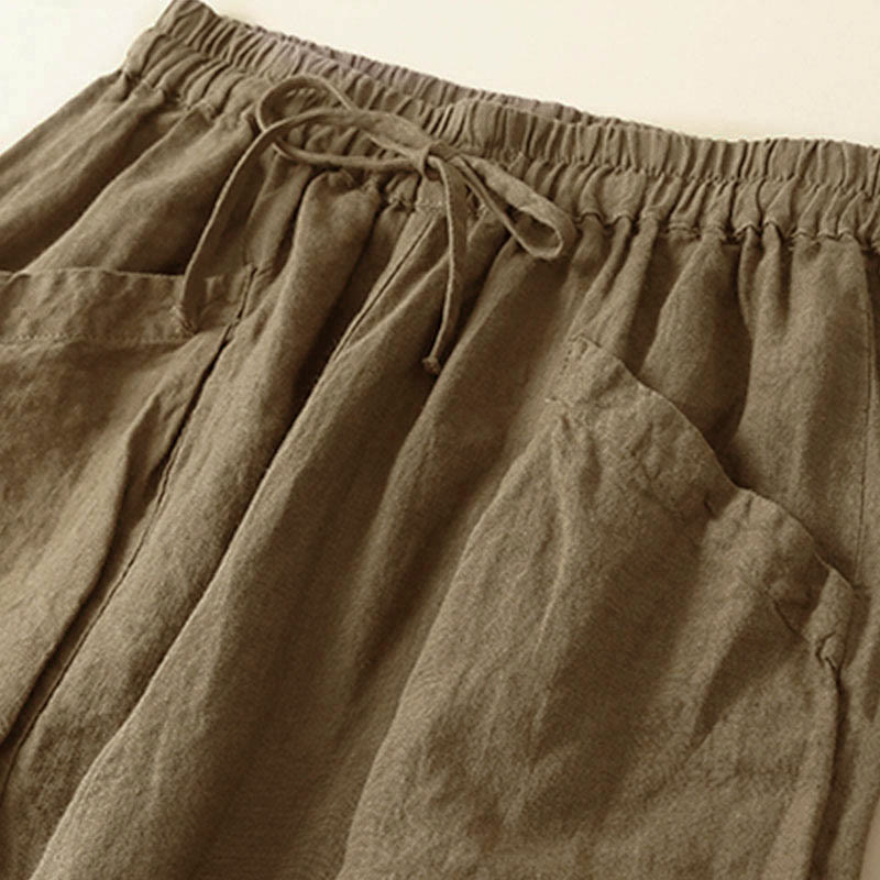 Pantalones capri tipo harem lisos con bolsillos para mujer de Buddha Stones Commute - image 1