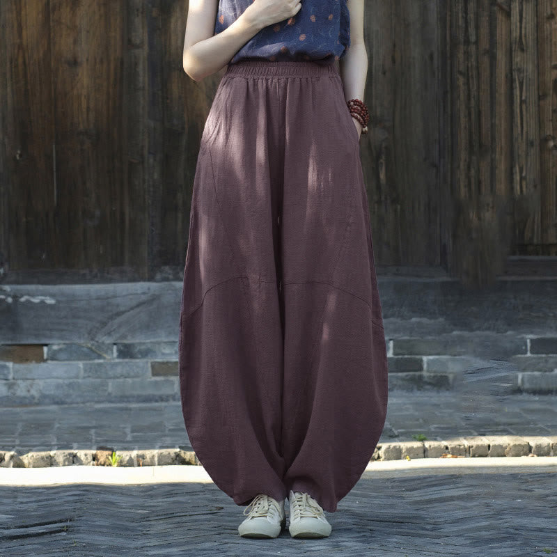 Pantalones con Buddha Stones, pantalones harem holgados para yoga zen y tai chi para mujer. - Morado (forrado de felpa) - US8-10，UK/AU12-14，EU40-42 (L)  - image 4