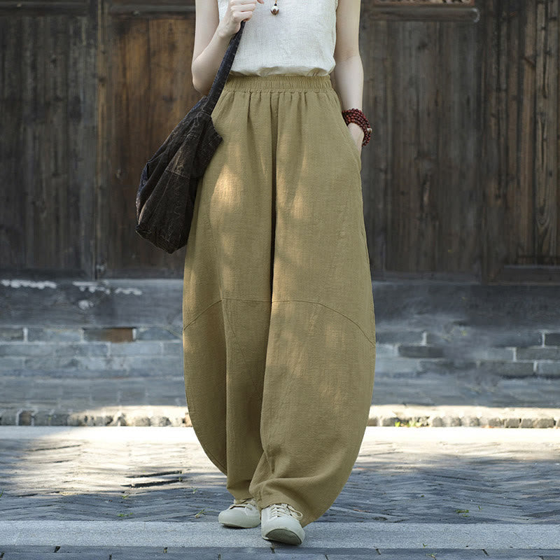 Pantalones con Buddha Stones, pantalones harem holgados para yoga zen y tai chi para mujer. - Caqui (forrado de felpa) - US8-10，UK/AU12-14，EU40-42 (L)  - image 8