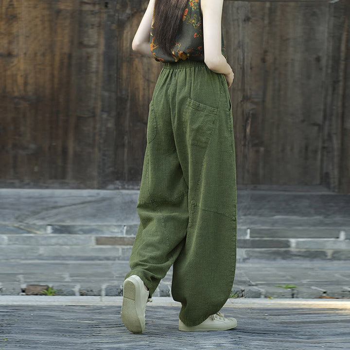 Pantalones con Buddha Stones, pantalones harem holgados para yoga zen y tai chi para mujer. - image 16