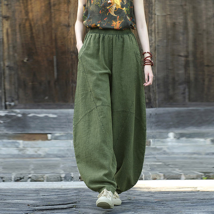 Pantalones con Buddha Stones, pantalones harem holgados para yoga zen y tai chi para mujer. - image 17
