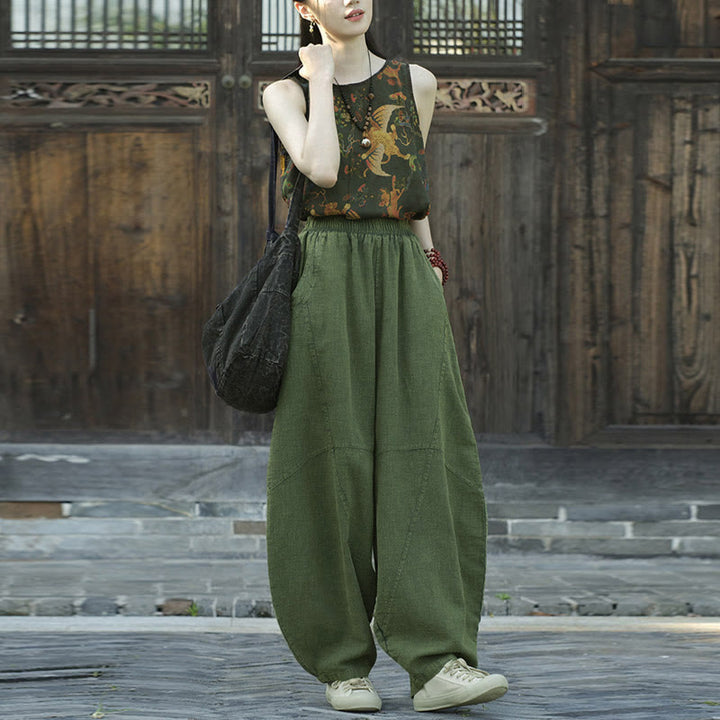Pantalones con Buddha Stones, pantalones harem holgados para yoga zen y tai chi para mujer. - image 29
