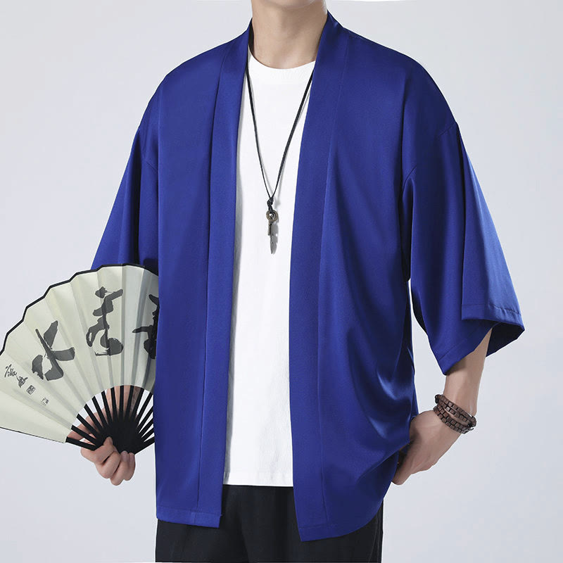 Kimono de hombre con chaqueta abierta de color liso y Buddha Stones - image 22