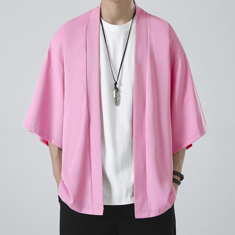 Kimono de hombre con chaqueta abierta de color liso y Buddha Stones - image 18