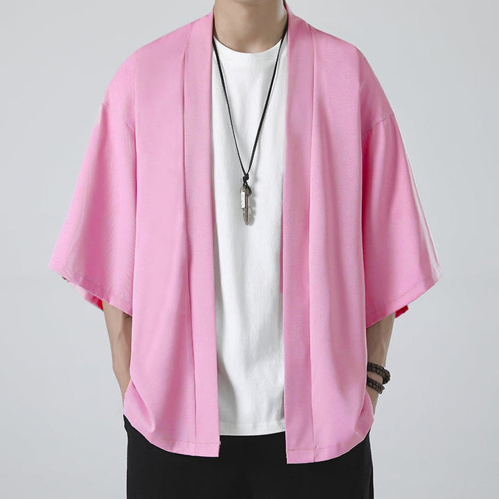 Kimono de hombre con chaqueta abierta de color liso y Buddha Stones - image 18