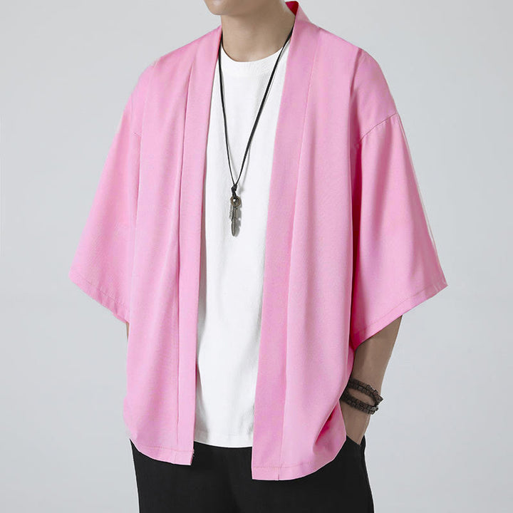 Kimono de hombre con chaqueta abierta de color liso y Buddha Stones - image 19